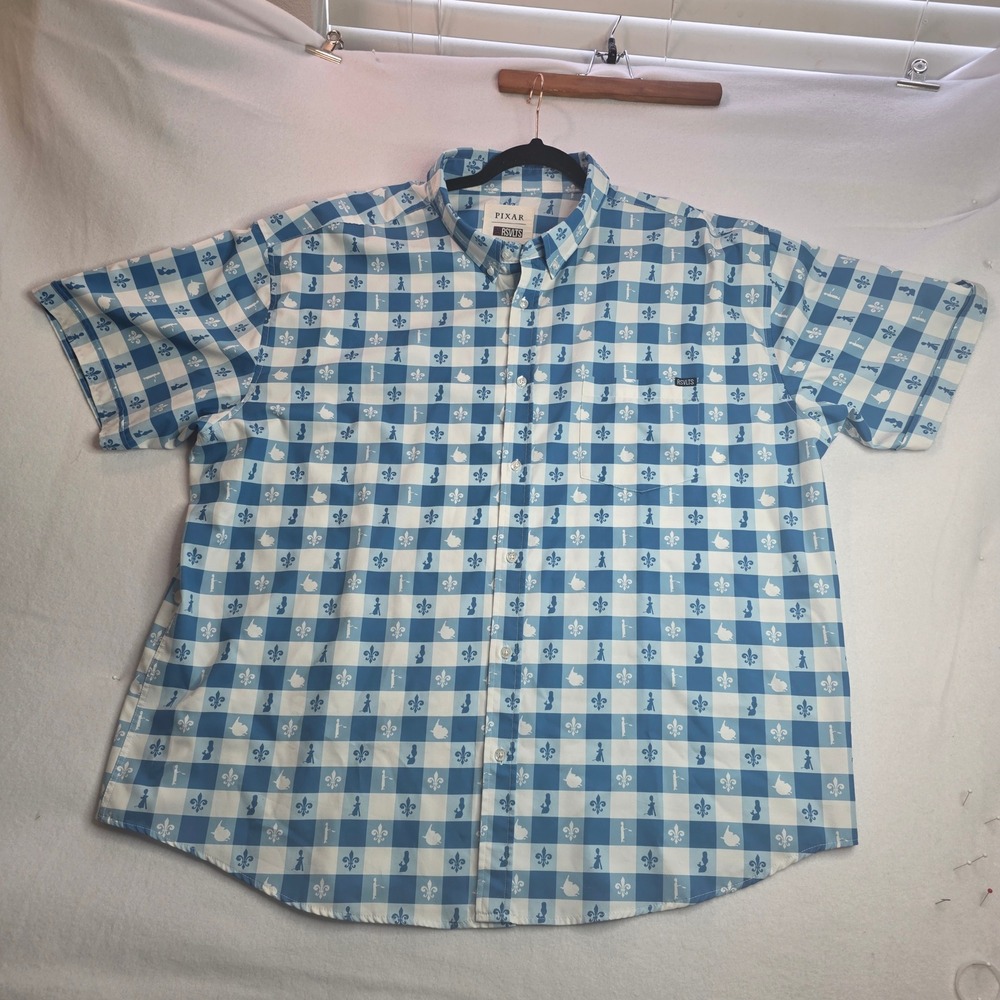 RSVLTS Pixar Ratatouille Anyone Can Cook Kunuflex Shirt Mens 3XL Blue Checkered